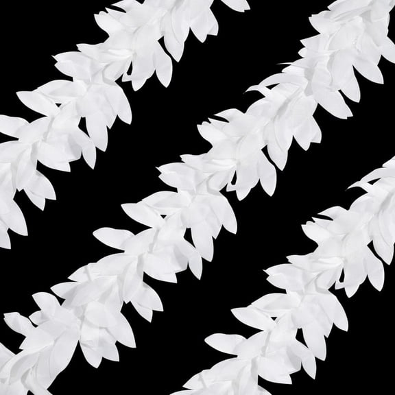 1 Set 5 Yards 3D Chiffon Leaf Pleated Trim Leaf Ribbon Lace Trim Polyester Chiffon Leaf Lace Ribbon Edging Trimmings Lace Fabric for DIY Sewing Craft Garment Wedding Decoration White