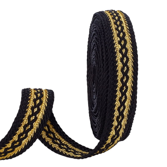 1 Set 5 Yards Polyester Ribbons Jacquard Webbing for Cloth DIY Making Decor Black 3/4 inch(19~20mm)