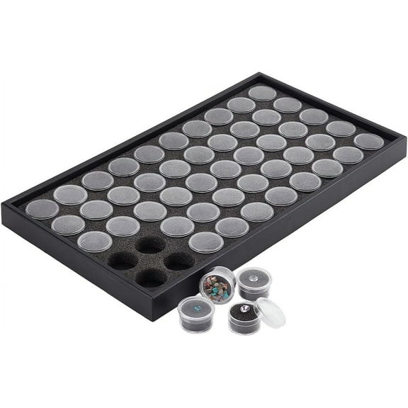 1 Set 50 Gem Display Case Diamond Gemstone Storage Box Small Round Plastic Containers Box Jewelry Organizer Container with Foam for Collectibles Rhinestone Crystal Small Items Jewelry