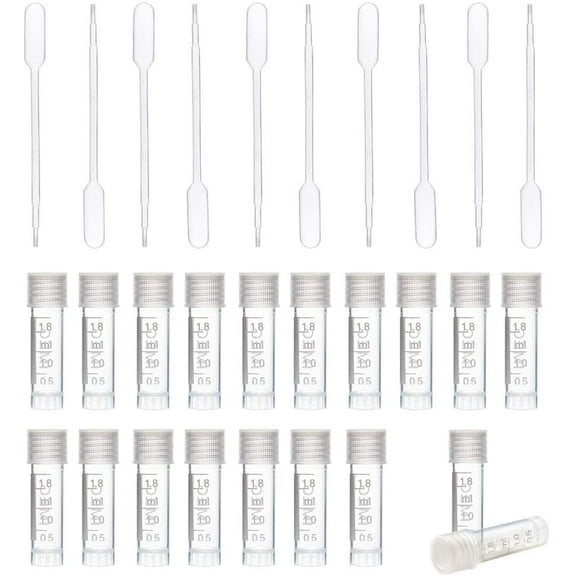 1 Set 50 Pack 1ml Plastic Graduated Tube Mini Clear Essential Oils Sample Bottles with 10pcs Plastic Droppers for Essential Oils Chemistry Lab Chemicals Perfumes Cosmetic Liquid