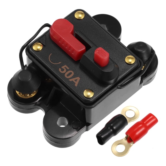 1 Set 50A Car Circuit Breaker with Manual Reset Waterproof Car Audio Inline Circuit Breaker Fuse Holder Inverter