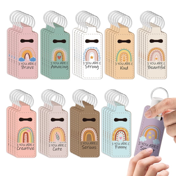 1 Set 50Pcs 10 Styles Neoprene & Cloth Lipstick Holder Keychains ...