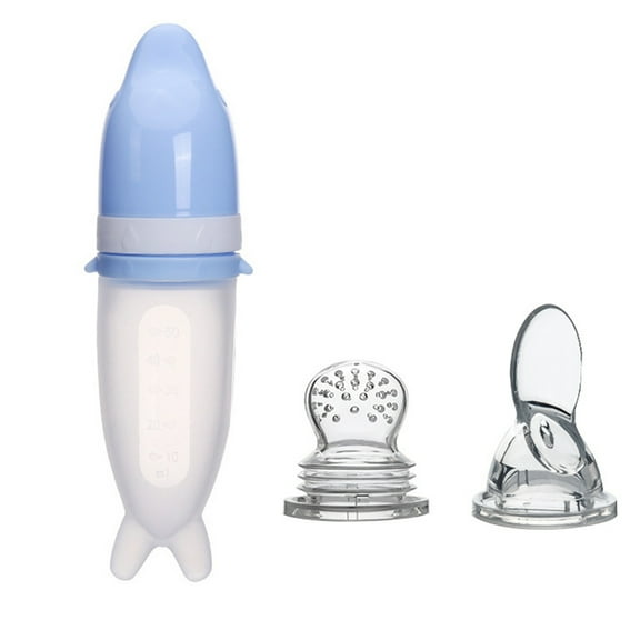 1 Set 50ml Spoon Bottle with Pacifier Multifunctional Food Grade Silicone Baby Food Dispensing Spoon Baby Supplies