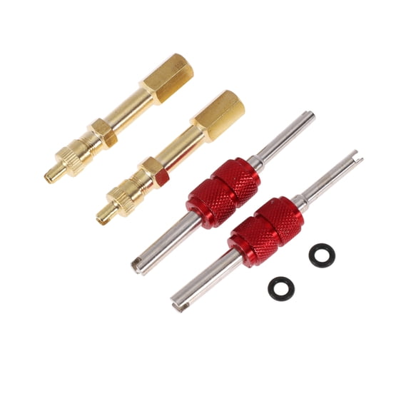 1 Set 50mm Tire Valve Extension with Double-ended Valve Core Removal Screwdriver Sealing Ring Copper 180 Degree Tyre Valve Inflation Adapter