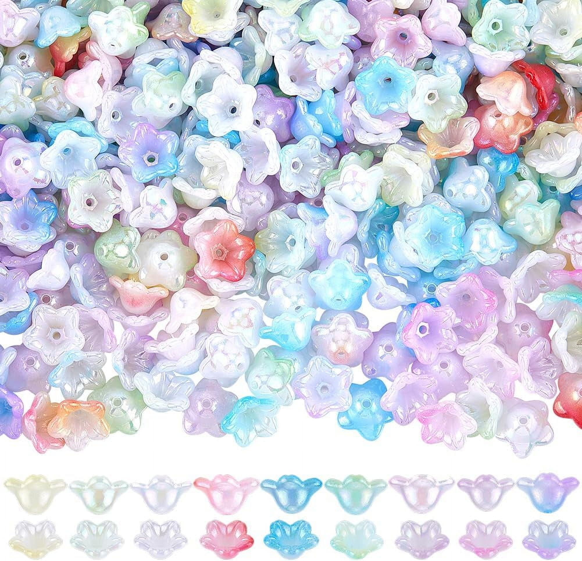 250Pcs Acrylic Flower Bead Caps - 10mm Lily Shape - 10 Colors - For Jewelry Making & DIY Crafts - View #6