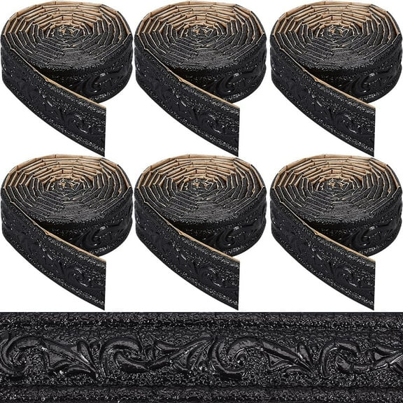 1 Set 543 x 1.8in Peel and Stick Crown Molding Black 3D Self Adhesive Wallpaper Border Flexible Baseboard Trim Mirror Sticky Wall Edging Base Lines Foam for Hotel Home DIY Decor