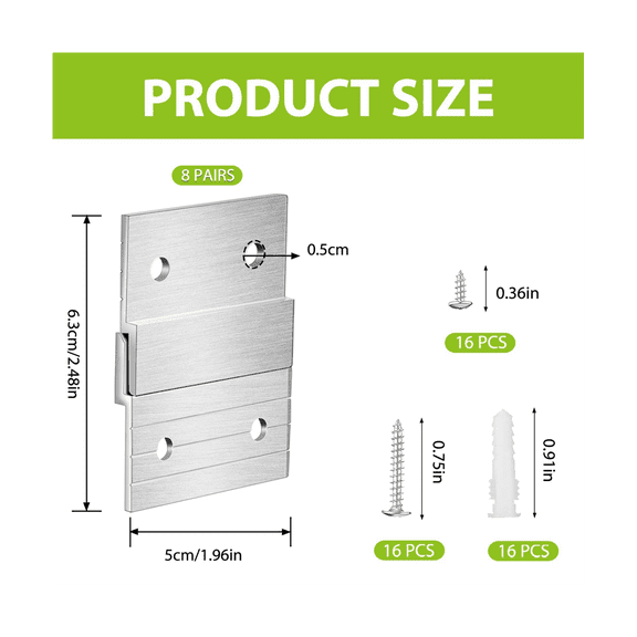 1 Set 5In French Cleat Hanger Heavy Duty Metal Hanger Photo Rack Art Frame Wall Hardware Z-Barfor Hook Mirror