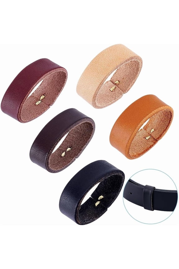 1 Set 5Pcs 5 Colors Cowhide Leather Loop Keepers Waist Belt Buckle Oval Mixed Color 44.5x16x2.5mm 1pc/color