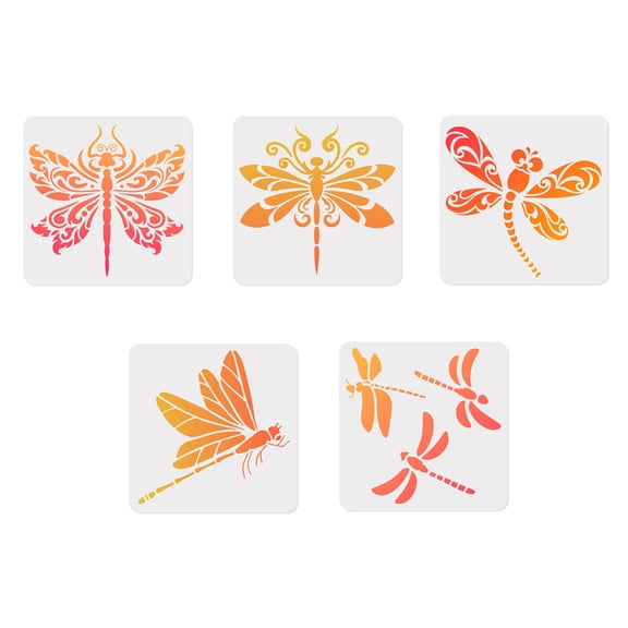 1 Set 5Pcs 5 Styles PET Hollow Out Drawing Painting Stencils for DIY Scrapbook Photo Album Dragonfly 300x300mm 1pc/styleDIY