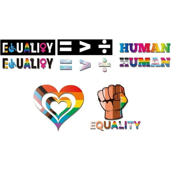 1 Set 5Pcs Equality Pride Car Decals Equality Symbol Waterproof Vinyl Decal Stickers Rainbow Love Heart Car Decal Stickers for Car Motorcycle Helmet Bumper Laptop Phone Decor