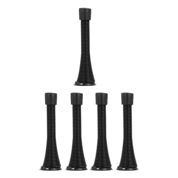 1 Set 5Pcs Spring Door Stops Steel Doorstops Wall Mount Doorstops (Black)