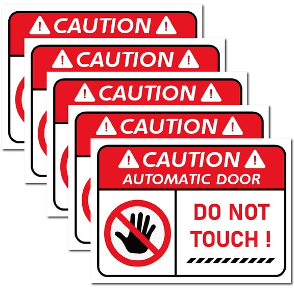 1 Set 5Pcs Waterproof PVC Warning Sign Stickers Vinyl Danger Safety Decals Word 25x17.5cm Word