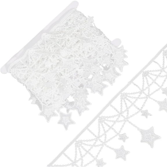 1 Set 5Yards Star Polyester Lace Trim Ribbon Clothes Accessories White 4 inch(100mm)