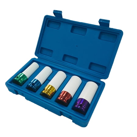1 Set/5pcs 1/2" Drive Impact Socket Thin Wall Wheel Protector Lug Nut Socket Tire Protection Tool Tire Protector for Car