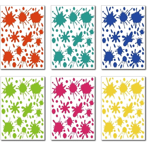 1 Set 6 Color Wall Decals Stickers Multicolor Paint PVC Plastic Self-Adhesive Peel and Stick Removable Window Poster Wall Mural for Bathroom Bedroom Home Classroom Nursery Decor