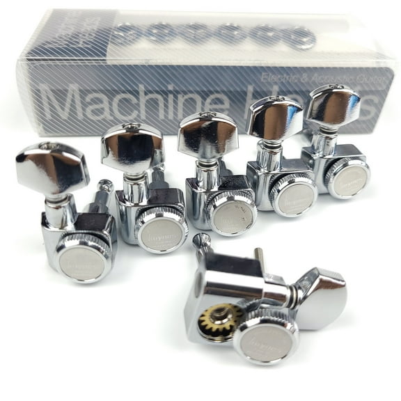 1 Set 6 In-line No Screw Locking Electric Guitar Machine Heads Tuners Lock String Tuning Pegs Chrome Silver