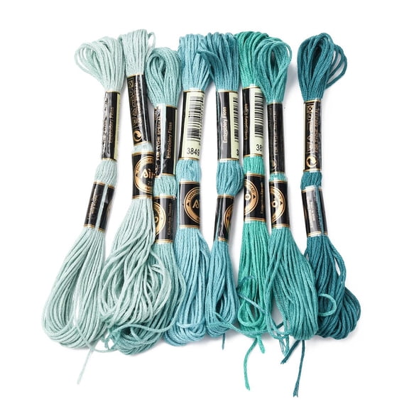 1 Set 6-Ply Polyester Embroidery Floss Stitch Threads 12Pcs Plastic Thread Winding Boards Mixed Color 0.5mm about 8.75 Yards(8m)/Skein
