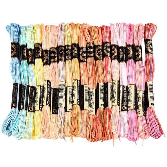 1 Set 6-Ply Polyester Embroidery Floss Stitch Threads Segment Dyed Gradient Color/Christmas/Autumn Color Series Mixed Color 0.5mm DIY