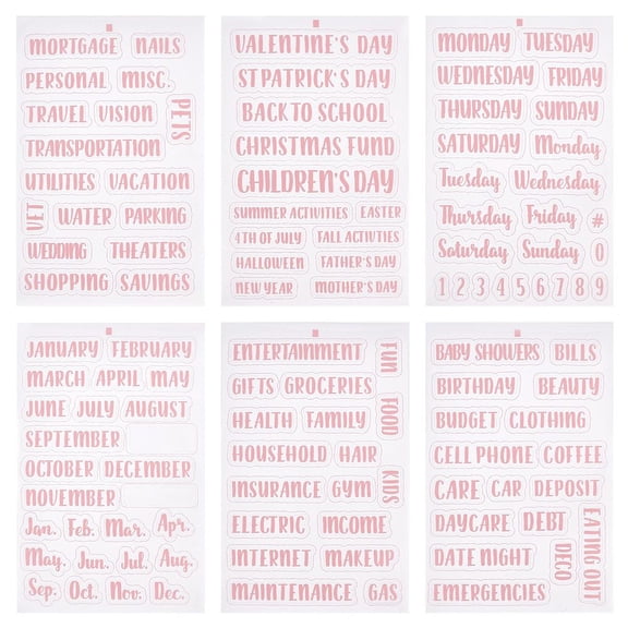 1 Set 6 Sheets 117PCS Cash Envelope Label Sticker Pink Budget Blind Stickers Labels Vinyl Stickers for Budgeting Category A6 Budget Cash Binder