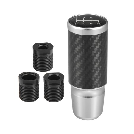 1 Set 6 Speed Pattern Universal Aluminum Car Modified Shift Knob with 3 Adapters M8 M10 M12 Silver Tone