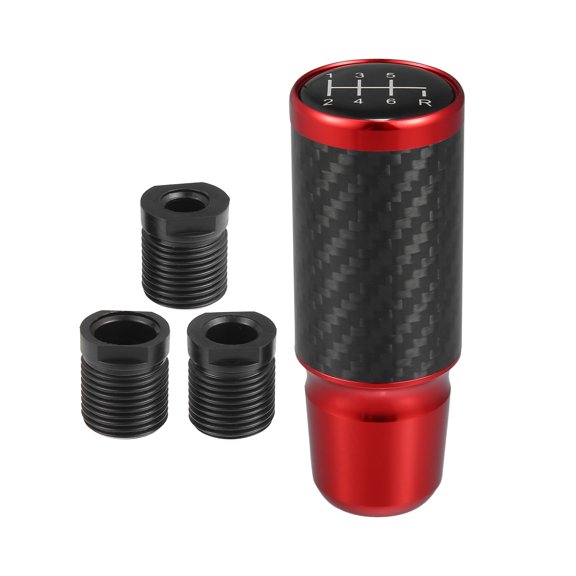 1 Set 6 Speed Pattern Universal Aluminum Modified Shift Knob for Cars with 3 Adapters M8 M10 M12 Red