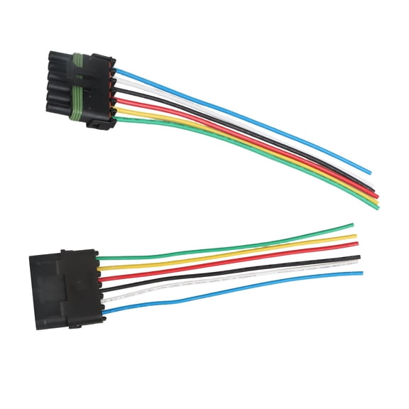 1 Set 6-Wire Connector Male & Female Assembled w/ 7.5" 14 AWG Wiring Harness