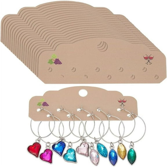 1 Set 60 Pcs Paper Wine Glass Charm Holder White Wine Charm Card with 10 Holes for Wine Glass Charms Storage