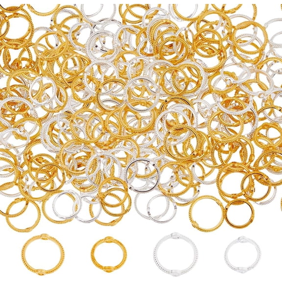 1 Set 600Pcs 4 Styles Alloy Bead Frames Ring Mixed Color 10.5~13x3mm Hole: 1.4~1.6mm 150pcs/style