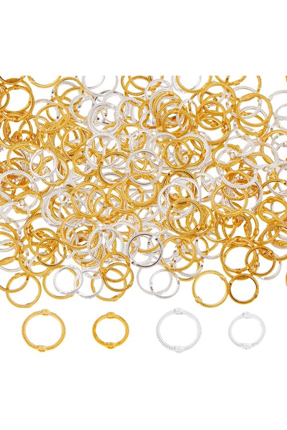 1 Set 600Pcs 4 Styles Alloy Bead Frames Ring Mixed Color 10.5~13x3mm Hole: 1.4~1.6mm 150pcs/style