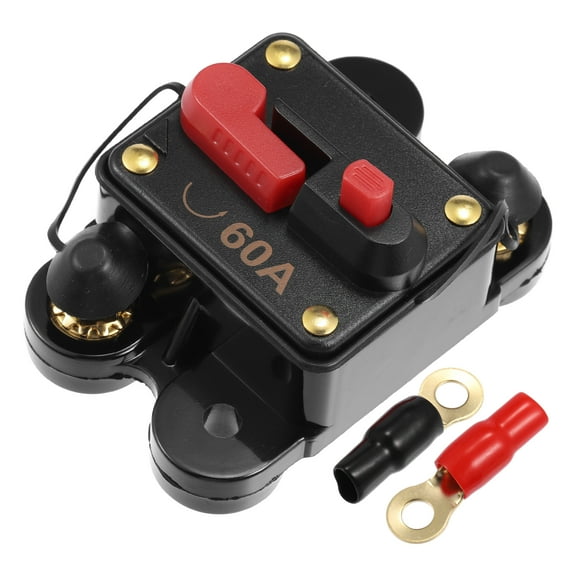 1 Set 60A Car Circuit Breaker with Manual Reset Waterproof Car Audio Inline Circuit Breaker Fuse Holder Inverter