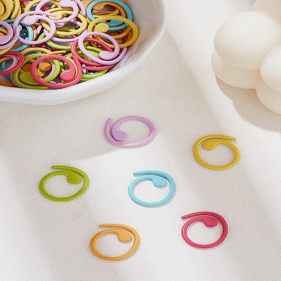 1 Set 60Pcs 6 Colors Baking Painted Zinc Alloy Knitting Stitch Marker Rings Crochet Clips Mixed Color 1.45x0.1cm 10pcs/color