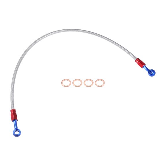 1 Set 60cm 23.62" Length 10mm ID Motorcycle Hydraulic Brake Line Oil Hose Pipe 28 0 Silver Tone