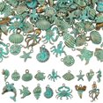 thumbnail image 1 of 1 Set 64Pcs 16 Styles Ocean Theme Charm Sea Life Charms Bulk Antique Bronze Turquoise Color Ocean Animal Vintage Fish Charms for DIY Jewelry Making Charms Necklace Bracelet Earring, 1 of 6