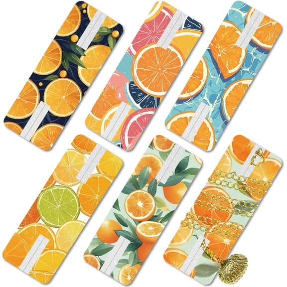 1 Set 6Pcs 6 Styles Felt Printed Necklace Display Cards Sets Rectangle Fruit 6.4x2.4x0.4cm 1pc/style for DIY