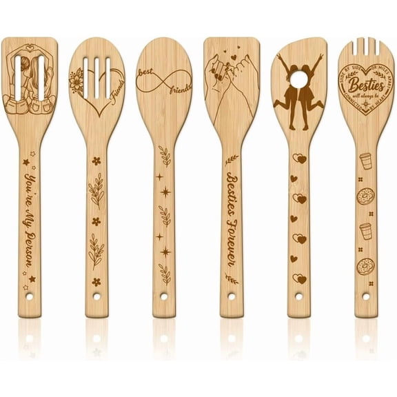 1 Set 6Pcs Bamboo Spoons & Knifes & Forks Flatware for Dessert Human 60x300mm 6 style 1pc/style 6pcs/setDIY