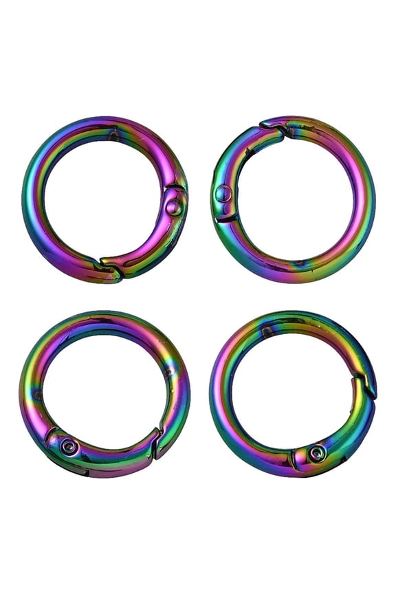 1 Set 6Pcs Zinc Alloy Ring Spring Gate Rings Rainbow Color 25x4mm