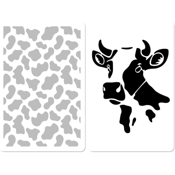 1 Set 7.9"x11.8" 2Pcs Cow Skin Print Stencils Plastic Farm Cow Animal Stencil Farm House Reusable Templates Stencil Drawing for DIY Crafts Painting Wood Wall Canvas Card Home Decor Clothes
