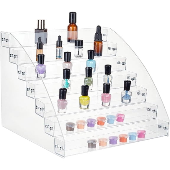 1 Set 7 Tier Acrylic Nail Polish Organiser 7 Layers Clear Acrylic Paint Holder Makeup Cosmetics Lipstick Storage Rack Nail Varnish Display Stand Essential Oil Paints Ink Holder for Bottles