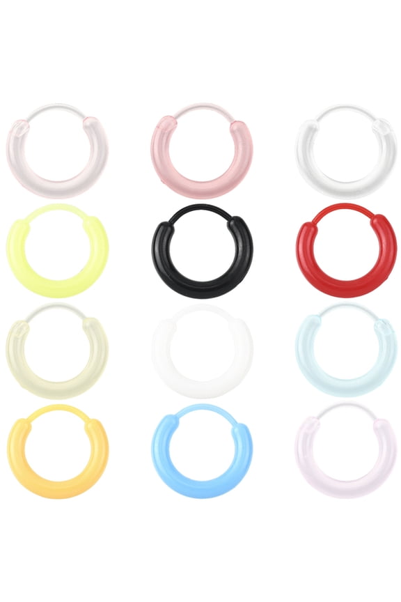 1 Set 72Pcs 12 Colors Resin Hoop Earrings Ring Mixed Color 14x14x2.5mm 6pcs/color