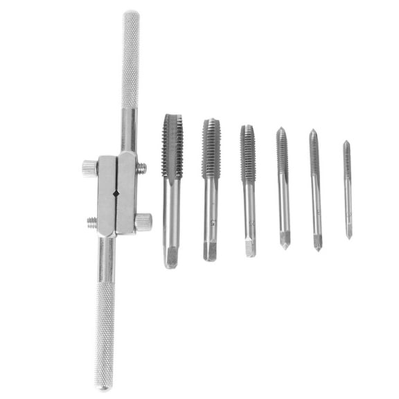 1 Set 7pcs Hand Tap Wrench Thread Handle Tapping Tool Threading Tool Silver
