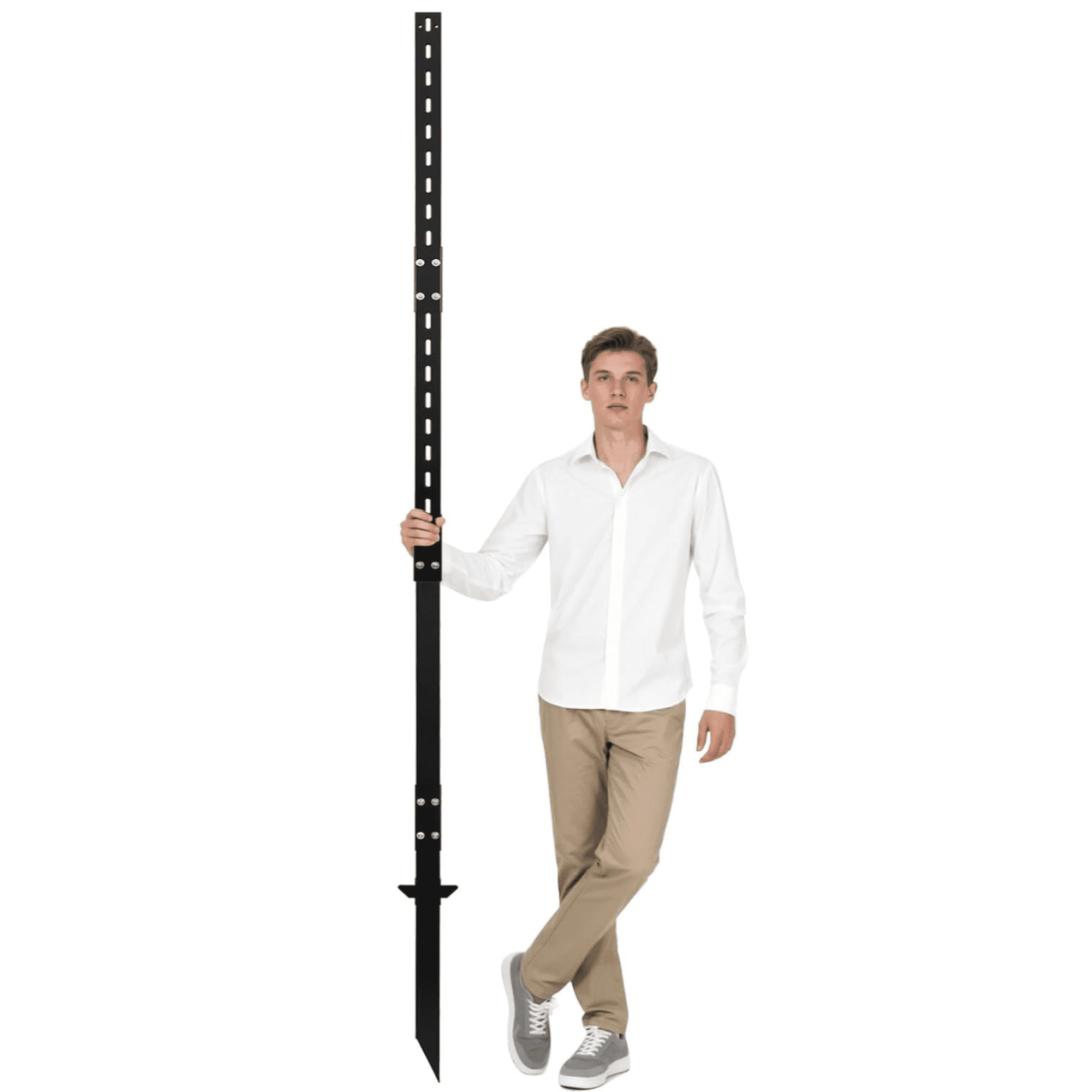 1 Set 8 Feet Heavy-Duty Rust-Proof Metal Sign Stakes - Wind & Dust Resistant, Fits 7-18 Inch Yard/Road Signs (Black)‌