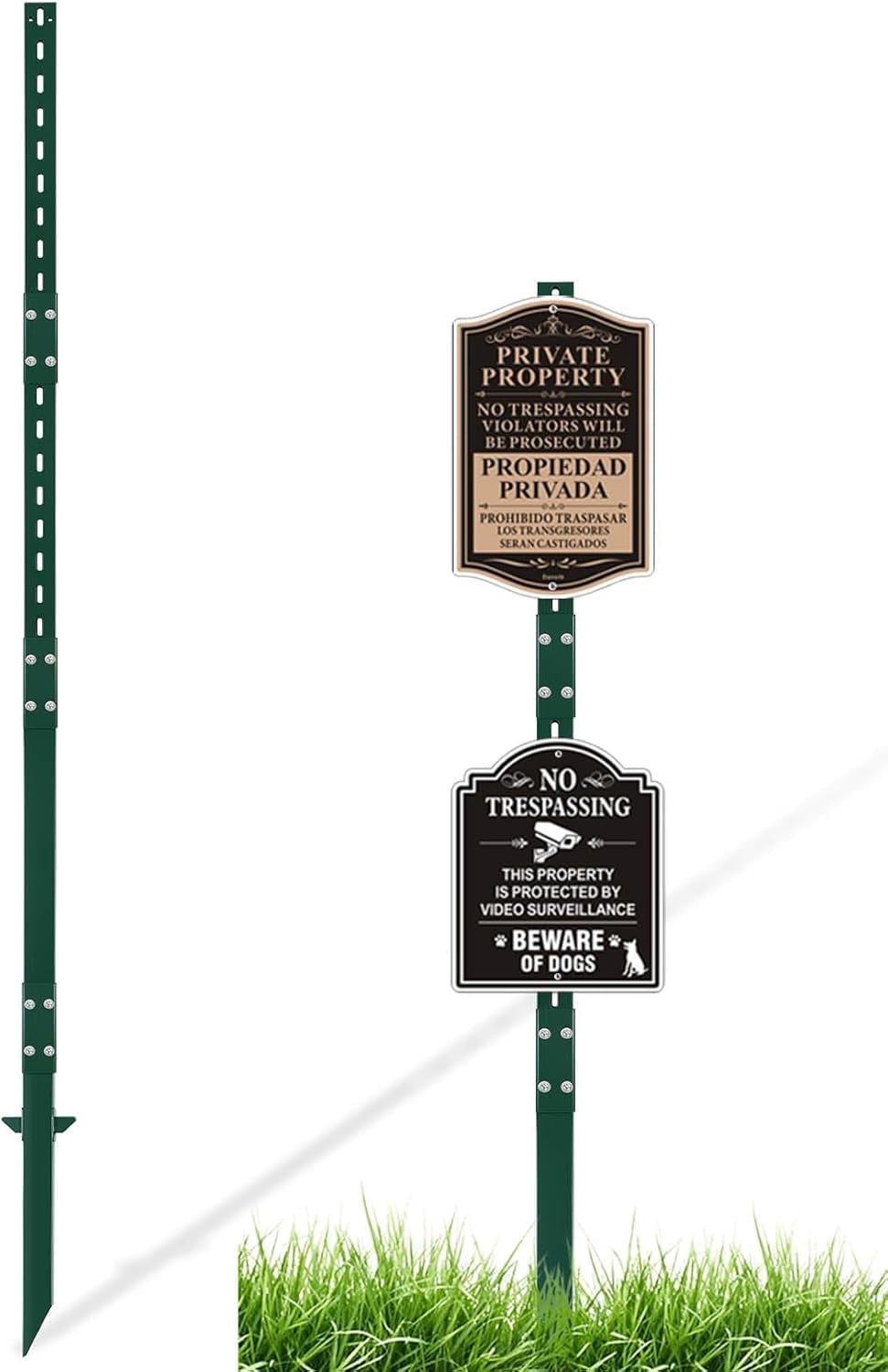 1 Set 8 Feet Heavy-Duty Rust-Proof Metal Sign Stakes - Wind & Dust Resistant, Fits 7-18 Inch Yard/Road Signs (Green)‌