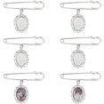 thumbnail image 1 of 1 Set 8 Sets DIY Pin Brooch Making Kit Blank Stainless Steel Oval Clear Glass Cabochons Wedding Bouquet Photo Brooch Making Kit for Photo Charm Wedding Party, 1 of 6