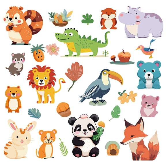 1 Set 8 Sheets 8 Styles PVC Waterproof Wall Stickers Self-Adhesive Decals for Window or Stairway Home Decoration Animals 200x145mm