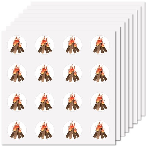 1 Set 8 Sheets Plastic Waterproof Self-Adhesive Picture Stickers Cartoon Decals for Kid's Art Craft Campfire 150x150mm Sticker: 25mm