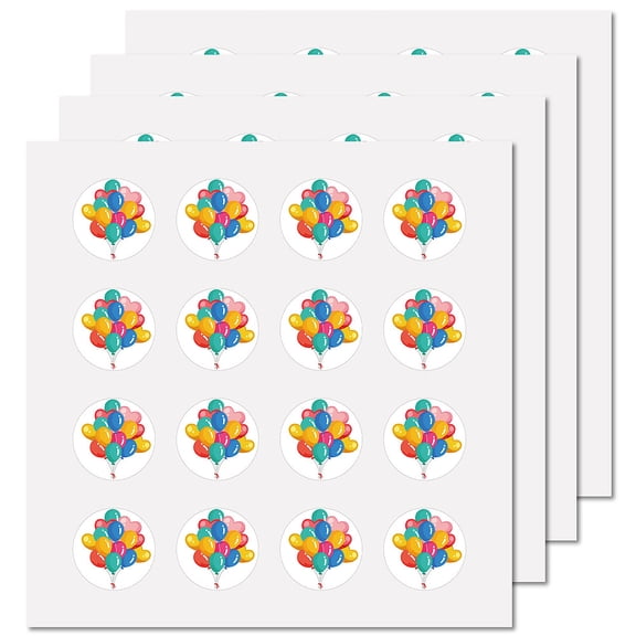 1 Set 8 Sheets Plastic Waterproof Self-Adhesive Picture Stickers Round Dot Cartoon Decals for Kid's Art Craft Balloon 150x150mm