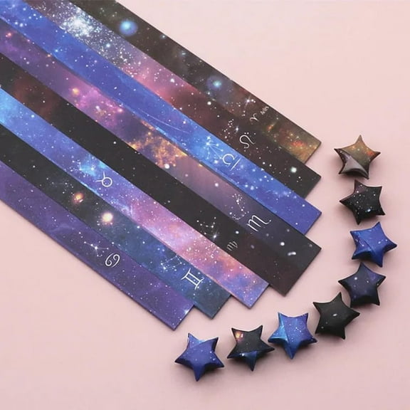 1 Set 8 Styles Lucky Star Origami Paper Folding Paper Constellation Pattern Mixed Color 250x12mm 136 sheets/set DIY Mixed Color