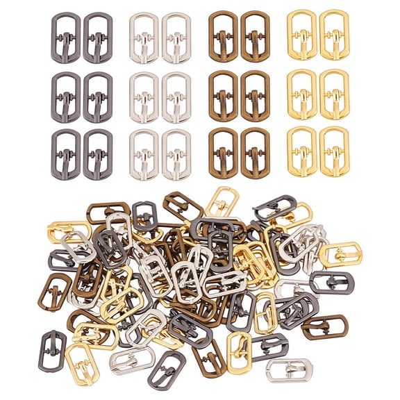 1 Set 80Pcs 4 Colors Zinc Alloy Smooth Buckles Belt Fastener Mixed Color 9x16x3mm 20pcs/color