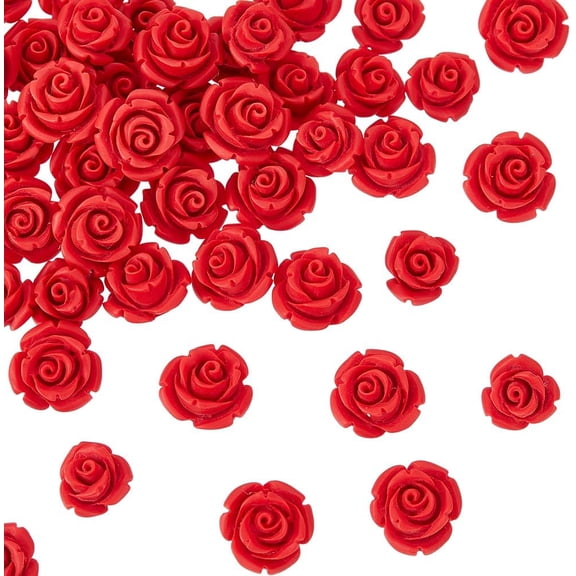 1 Set 80pcs 2 styles Cinnabar Beads Rose FireBrick 10~12.5x10~12.5x8~9.5mm Hole: 1~2mm 40pcs/style