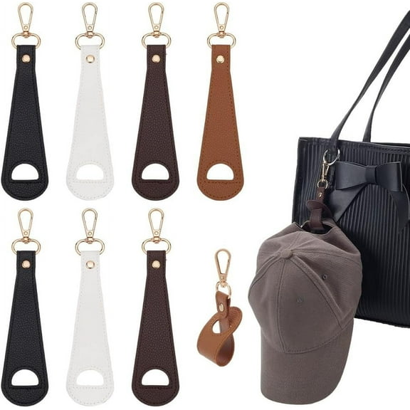 1 Set 8Pcs 4 Colors Alloy Hat Clips with PU Leather for Scarf Hat Travel Luggage Outdoor Accessory Light Gold Mixed Color 180mm 2pcs/color